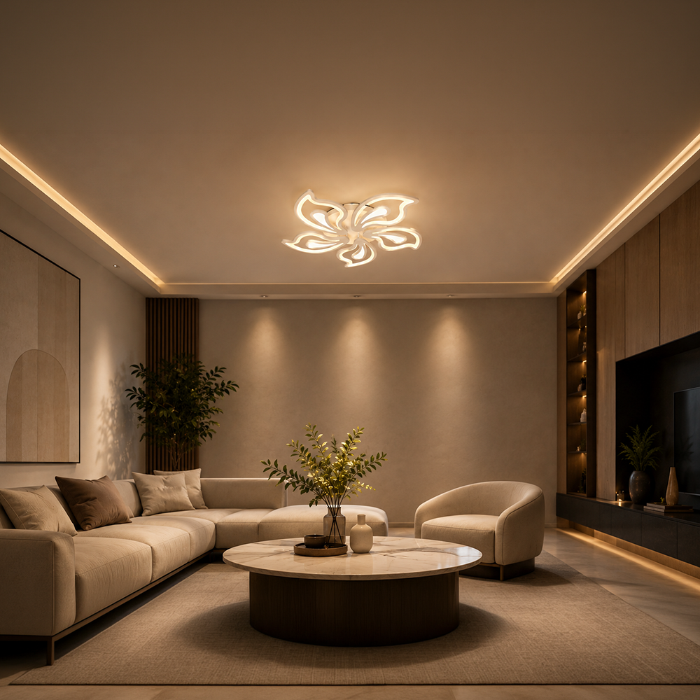 Πολυέλαιος LED με τηλεχειριστήριο GLORIOSA 95W, 5 πέταλα, κρύο/θερμ/ουδέτερο φως, ρυθμιζόμενο, λευκός πολυέλαιος LED με τηλεχειριστήριο Προεπιλεγμένος τίτλος Alessandro Design