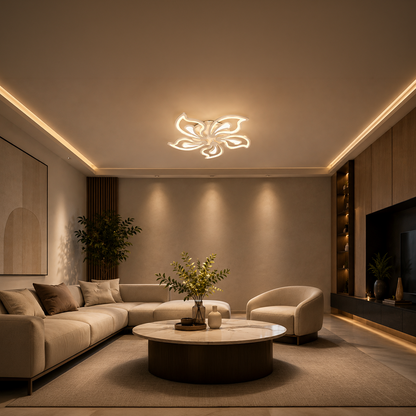 Πολυέλαιος LED με τηλεχειριστήριο GLORIOSA 95W, 5 πέταλα, κρύο/θερμ/ουδέτερο φως, ρυθμιζόμενο, λευκός πολυέλαιος LED με τηλεχειριστήριο Προεπιλεγμένος τίτλος Alessandro Design