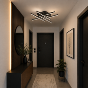 Πολυέλαιος LED με Τηλεχειριστήριο LINEX, 81W, 6 Στοιχεία, Γραμμικό, Κρύο/Ζεστό/Ουδέτερο φως, Ρυθμιζόμενο, Μαύροι πολυέλαιοι LED με τηλεχειριστήριο Προεπιλεγμένος τίτλος Alessandro Design
