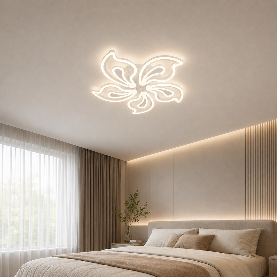 Πολυέλαιος LED με τηλεχειριστήριο LILY 86W, 5 Στοιχεία, Κρύο/Ζεστό/Ουδέτερο φως, Ρυθμιζόμενο, Λευκός πολυέλαιος LED με τηλεχειριστήριο Προεπιλεγμένος τίτλος Alessandro Design