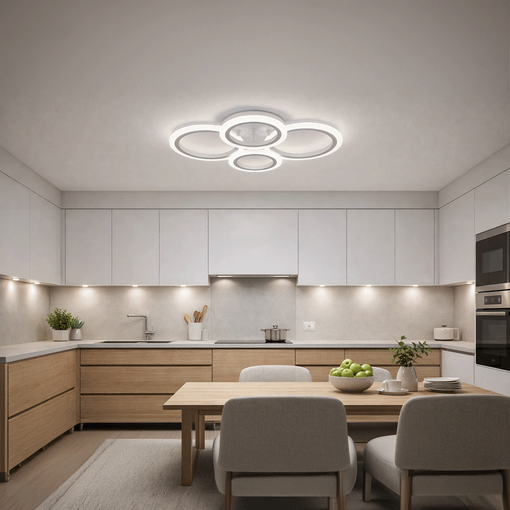 Πολυέλαιος LED με τηλεχειριστήριο BETTY 43W, 4 κύκλοι, κρύο/θερμό/ουδέτερο φως, ρυθμιζόμενο, λευκός πολυέλαιος LED με τηλεχειριστήριο Προεπιλεγμένος τίτλος Alessandro Design