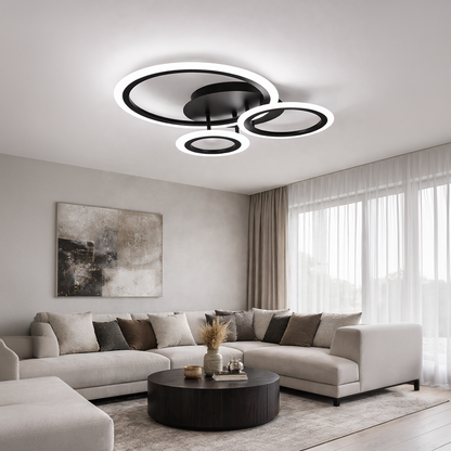 Πολυέλαιος LED με τηλεχειριστήριο BETTY 40W, 3 κύκλοι, κρύο/θερμ/ουδέτερο φως, ρυθμιζόμενο, μαύροι πολυέλαιοι LED με τηλεχειριστήριο Προεπιλεγμένος τίτλος Alessandro Design