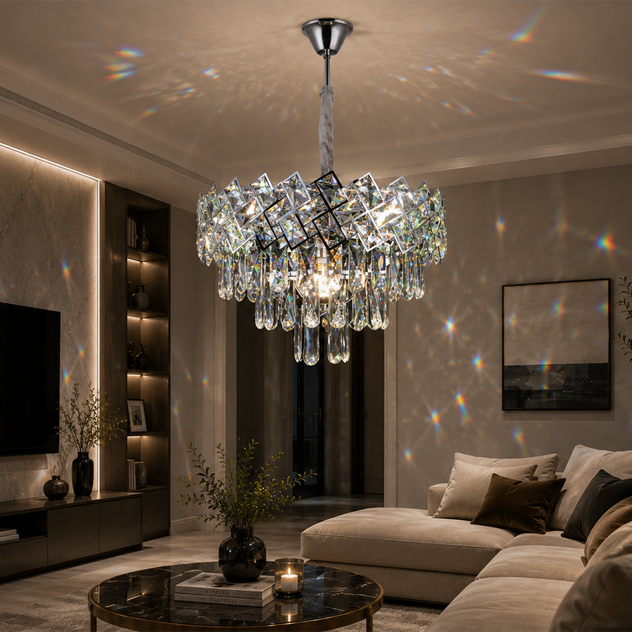 Crystal Chandelier WINDSOR Nobile 5xE14, Διάμετρος 39cm, Γυαλιστερό Chrome, Ρυθμιζόμενο ύψος Crystal Chandeliers Προεπιλεγμένος τίτλος Alessandro Design