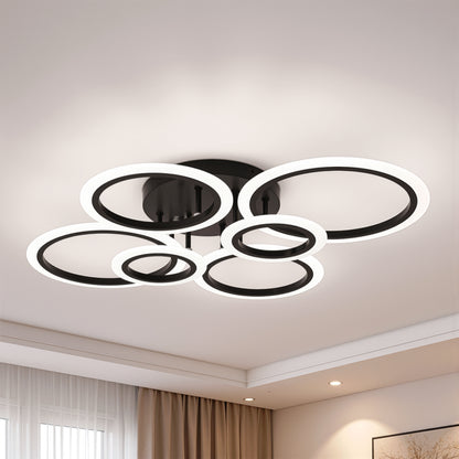 Πολυέλαιος LED με τηλεχειριστήριο BETTY 82W, 6 κύκλοι, κρύο/θερμό/ουδέτερο φως, ρυθμιζόμενο, μαύροι πολυέλαιοι LED με τηλεχειριστήριο Προεπιλεγμένος τίτλος Alessandro Design