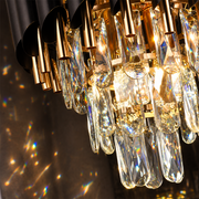Crystal Chandelier VERSAILLES Petito 3xE14, Διάμετρος 30cm, Γυαλιστερό χρυσό και μαύρο, Ρυθμιζόμενο ύψος Κρυστάλλινος πολυέλαιος Προεπιλεγμένος τίτλος Alessandro Design