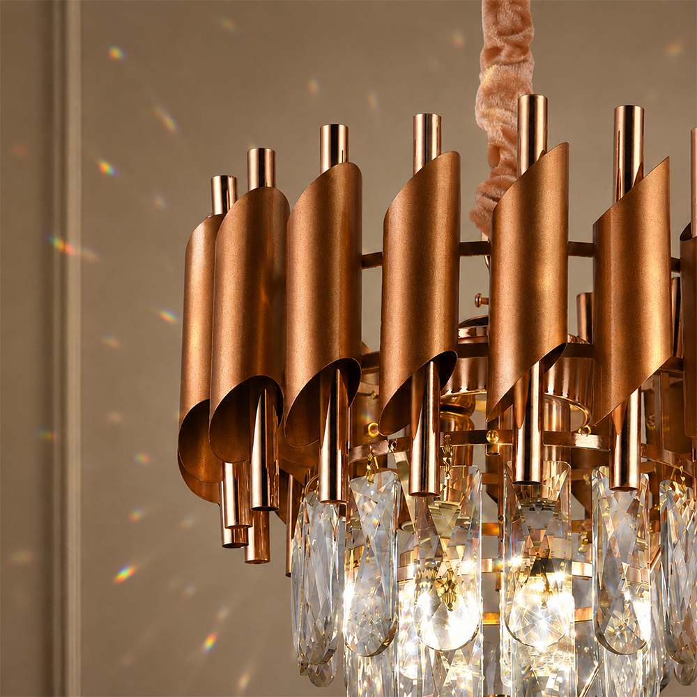 Crystal Chandelier VERSAILLES Petito 3xE14, Διάμετρος 30cm, Χρυσός, Ρυθμιζόμενο Ύψος, Metal and Crystal Crystal Chandeliers Προεπιλεγμένος τίτλος Alessandro Design