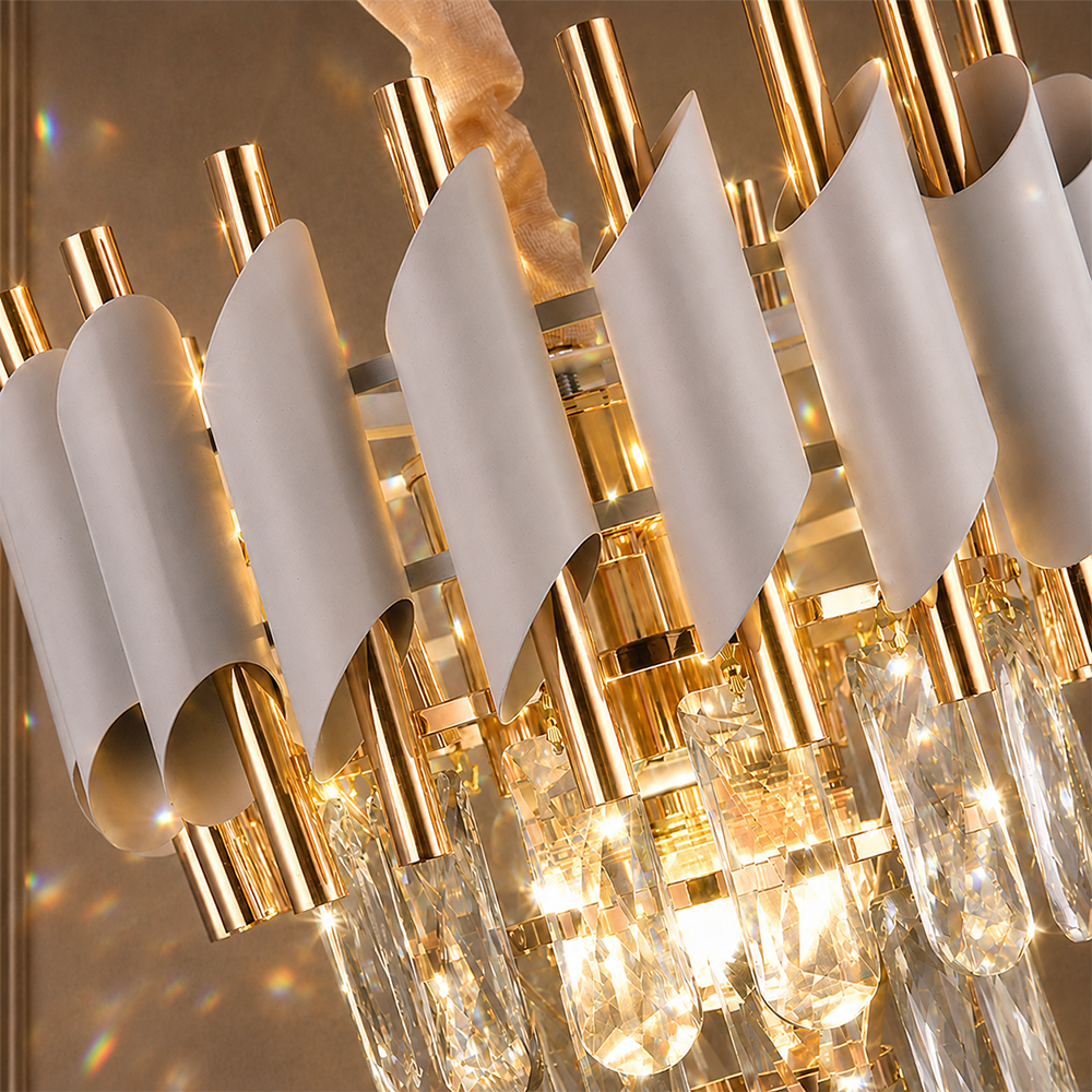 Crystal Chandelier VERSAILLES Petito 3xE14, Διάμετρος 30cm, Γυαλιστερό χρυσό και λευκό, ρυθμιζόμενο ύψος, μεταλλικοί και κρυστάλλινοι πολυέλαιοι κρύσταλλοι Προεπιλεγμένος τίτλος Alessandro Design