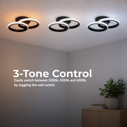 Πολυέλαιος LED VERTEX CIRCULA 21W, 2 κύκλοι, Μεταλλικά πλαίσια, Κρύο/Ζεστό/Ουδέτερο φως 3000K/4000K/6000K, Μαύρο, Μεταλλικοί πολυέλαιοι LED Προεπιλεγμένος τίτλος Alessandro Design