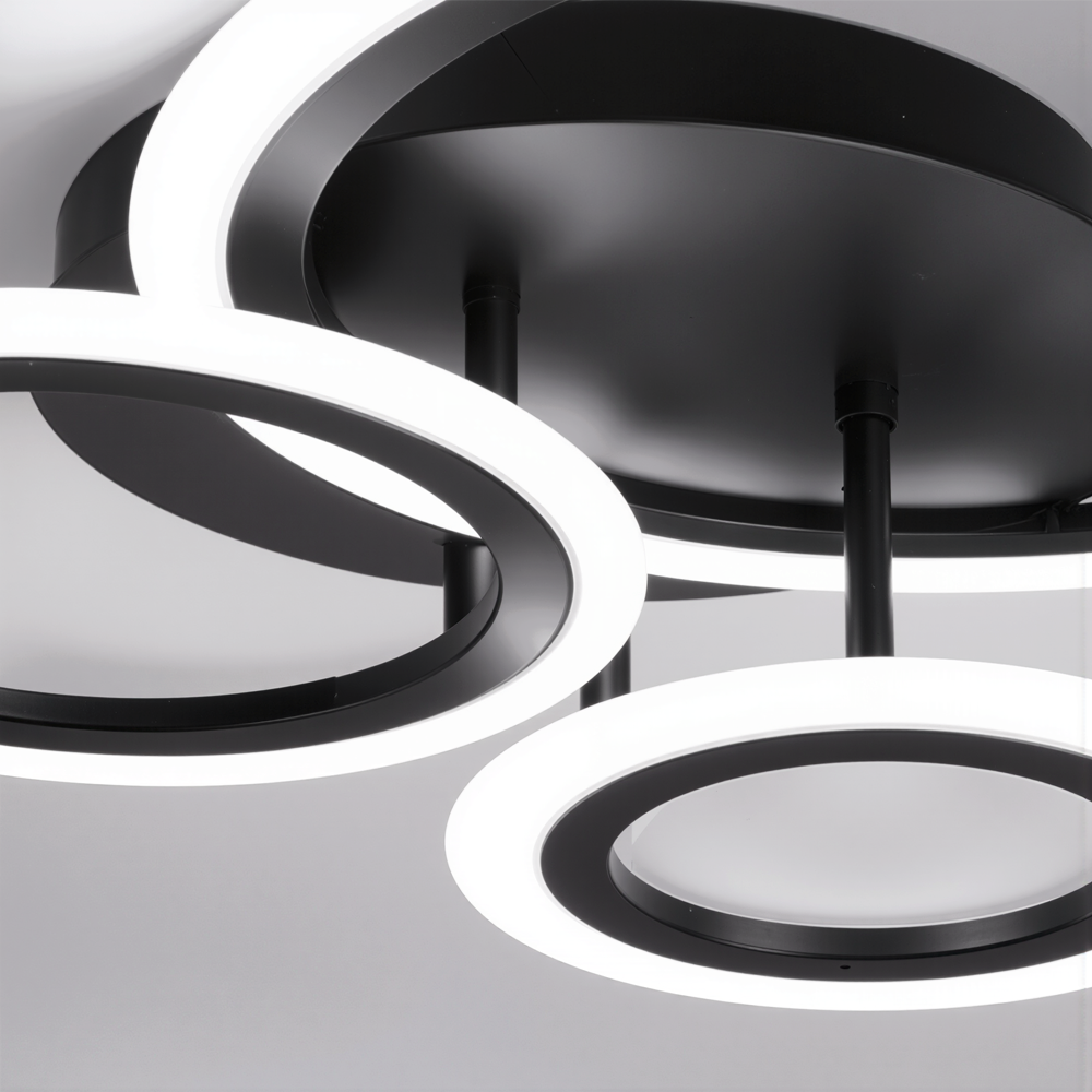 Πολυέλαιος LED με τηλεχειριστήριο BETTY 40W, 3 κύκλοι, κρύο/θερμ/ουδέτερο φως, ρυθμιζόμενο, μαύροι πολυέλαιοι LED με τηλεχειριστήριο Προεπιλεγμένος τίτλος Alessandro Design