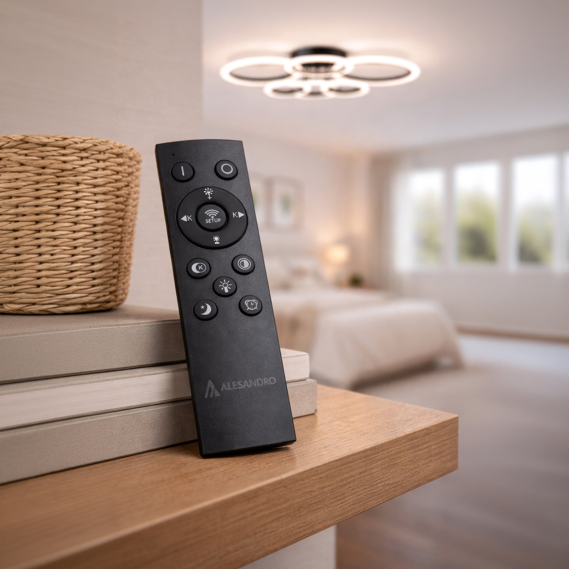 Πολυέλαιος LED με τηλεχειριστήριο BETTY 82W, 6 κύκλοι, κρύο/θερμό/ουδέτερο φως, ρυθμιζόμενο, μαύροι πολυέλαιοι LED με τηλεχειριστήριο Προεπιλεγμένος τίτλος Alessandro Design
