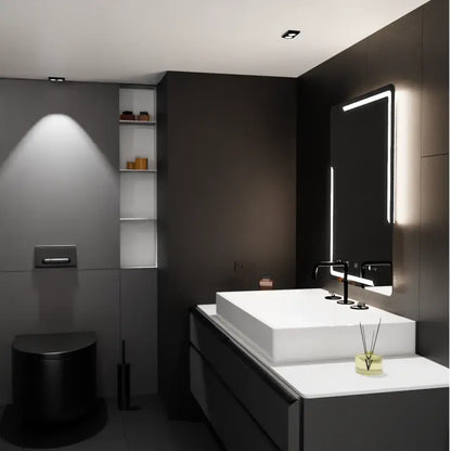 Ορθογώνιος καθρέφτης LED, 60x80 cm, Rayonnement MotionGlow Marcello, Σύστημα αποθάμβωσης, Ρολόι & Θερμόμετρο, Dimable Mirrors Marcello Προεπιλεγμένος τίτλος Alessandro Design