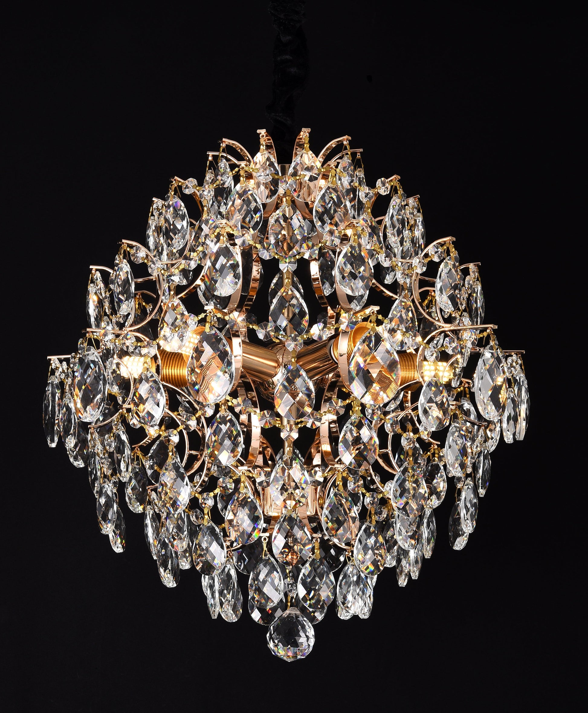 Candelabru Cristal CRYSTARA Nobile, 5x E14, Diametru 40cm, Auriu Lucios Candelabre Cristal Default Title Alessandro Design