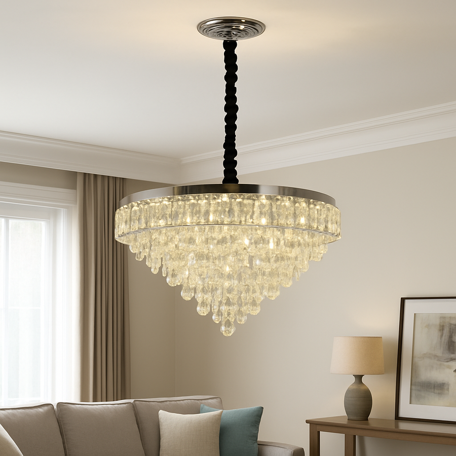 MEILI CRYSTAL CASCADA 500 – Crystal LED Chandelier, 112W, Ø500 mm, with Remote Control Crystal Chandeliers Προεπιλεγμένος τίτλος Alessandro Design