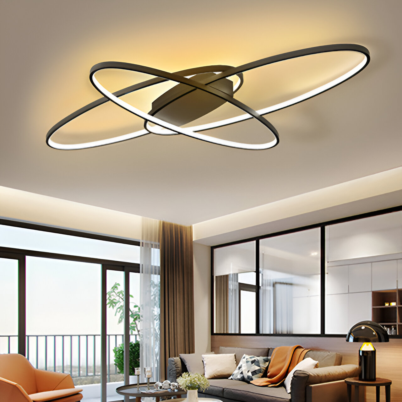 Πολυέλαιος LED με τηλεχειριστήριο ORBITA 74W, 3 Στοιχεία, Οβάλ, Κρύο/Ζεστό/Ουδέτερο φως, Ρυθμιζόμενο, Μαύροι πολυέλαιοι LED με τηλεχειριστήριο Προεπιλεγμένος τίτλος Alessandro Design