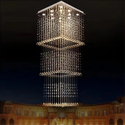 LED Crystal Chandelier 80W PALATINA Gold, Διάμετρος 50cm, Ύψος 200cm, Ladder Model Crystal Chandelier Προεπιλεγμένος τίτλος Alessandro Design