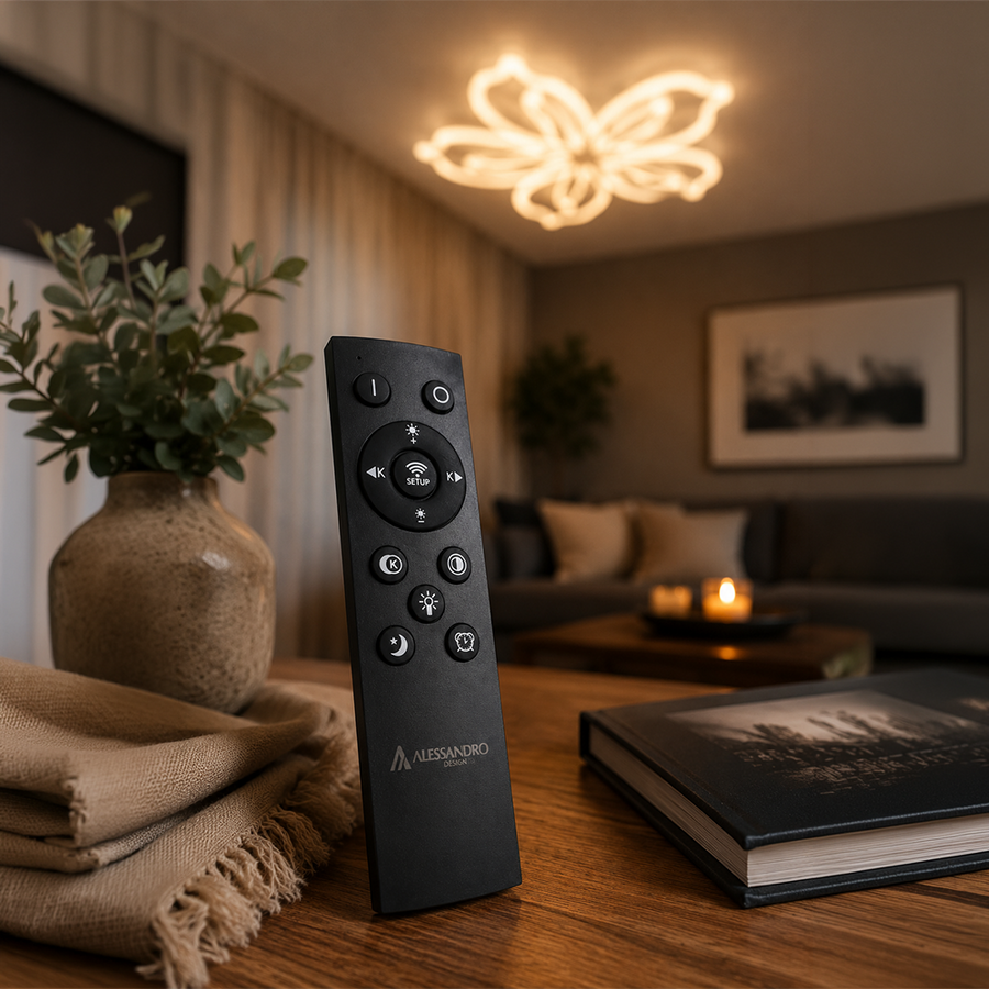 Πολυέλαιος LED με τηλεχειριστήριο LILY 86W, 5 Στοιχεία, Κρύο/Ζεστό/Ουδέτερο φως, Ρυθμιζόμενο, Λευκός πολυέλαιος LED με τηλεχειριστήριο Προεπιλεγμένος τίτλος Alessandro Design
