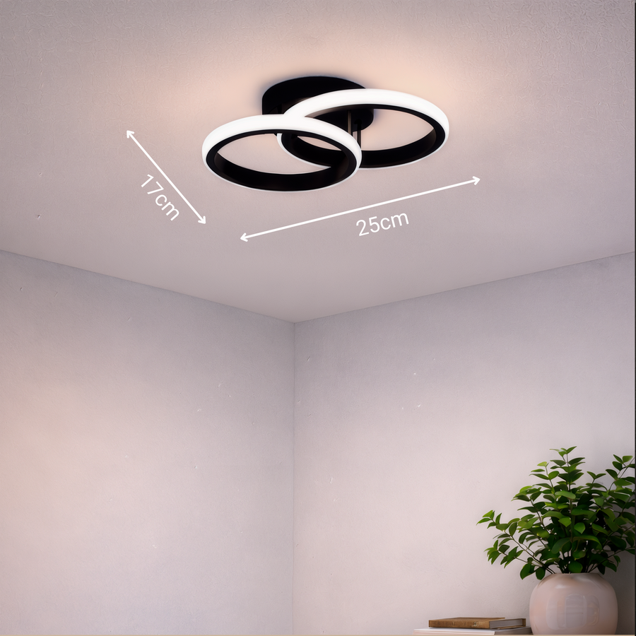 Πολυέλαιος LED VERTEX CIRCULA 21W, 2 κύκλοι, Μεταλλικά πλαίσια, Κρύο/Ζεστό/Ουδέτερο φως 3000K/4000K/6000K, Μαύρο, Μεταλλικοί πολυέλαιοι LED Προεπιλεγμένος τίτλος Alessandro Design