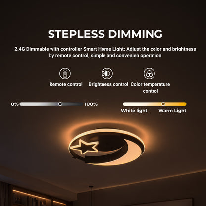Πολυέλαιος LED με τηλεχειριστήριο ALYONA 44W, Σελήνη και αστέρι, Κρύο/Θερμό/Ουδέτερο φως, Ρυθμιζόμενο, Μαύρος πολυέλαιος LED με τηλεχειριστήριο Προεπιλεγμένος τίτλος Alessandro Design