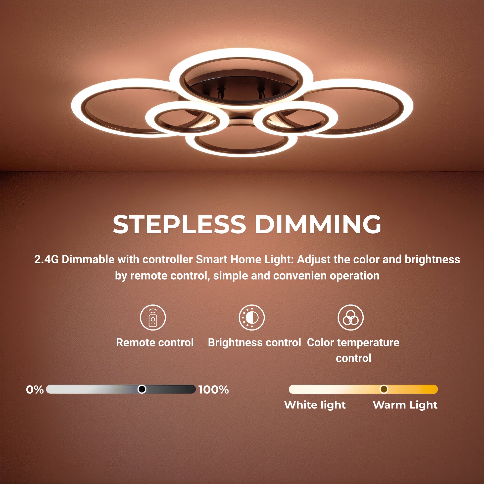 Πολυέλαιος LED με τηλεχειριστήριο BETTY 82W, 6 κύκλοι, κρύο/θερμό/ουδέτερο φως, ρυθμιζόμενο, μαύροι πολυέλαιοι LED με τηλεχειριστήριο Προεπιλεγμένος τίτλος Alessandro Design