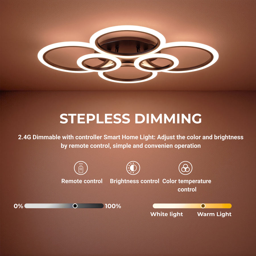 Πολυέλαιος LED με τηλεχειριστήριο BETTY 82W, 6 κύκλοι, κρύο/θερμό/ουδέτερο φως, ρυθμιζόμενο, μαύροι πολυέλαιοι LED με τηλεχειριστήριο Προεπιλεγμένος τίτλος Alessandro Design