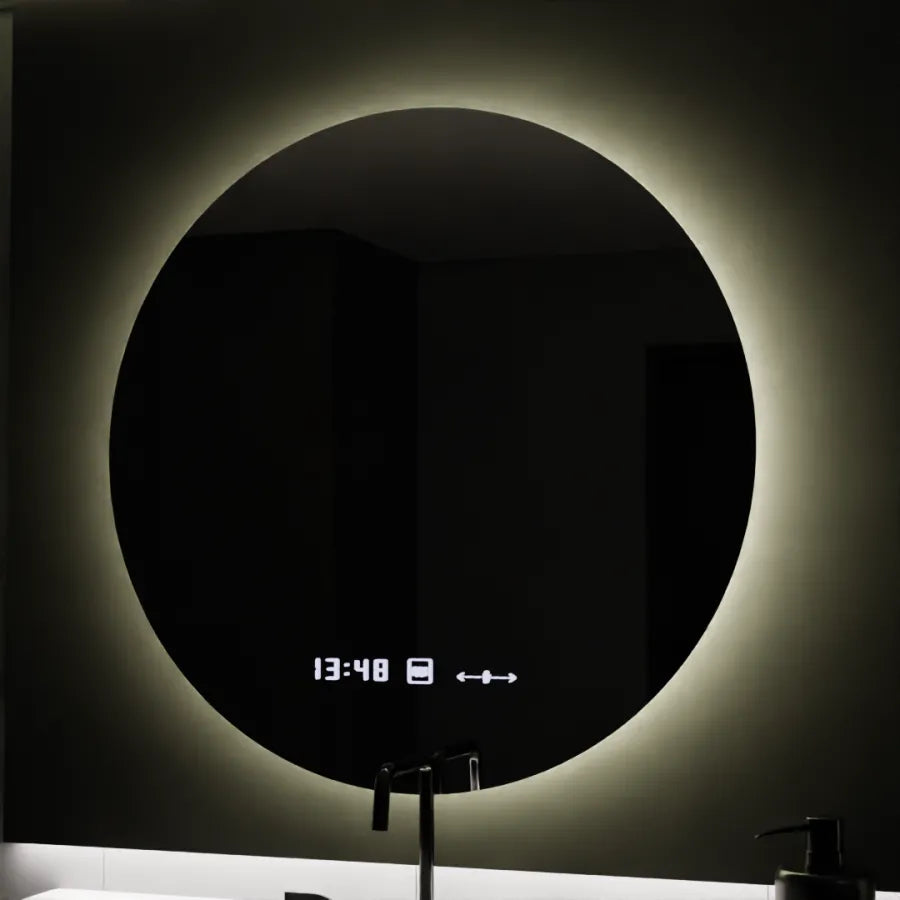 Στρογγυλός καθρέφτης LED, 80 cm, Serenite MotionGlow Marcello, Σύστημα αποθαμβώματος, Ρολόι & Θερμόμετρο, Dimable Mirrors Marcello Προεπιλεγμένος τίτλος Alessandro Design