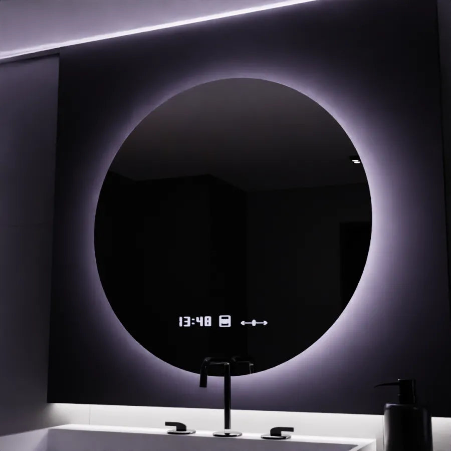 Στρογγυλός καθρέφτης LED, 80 cm, Serenite MotionGlow Marcello, Σύστημα αποθαμβώματος, Ρολόι & Θερμόμετρο, Dimable Mirrors Marcello Προεπιλεγμένος τίτλος Alessandro Design