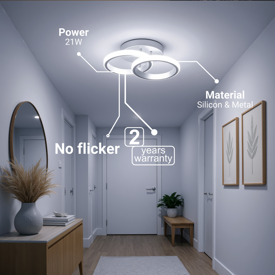 Πολυέλαιος LED VERTEX CIRCULA 21W, 2 κύκλοι, Μεταλλικά πλαίσια, Κρύο/Ζεστό/Ουδέτερο φως, Λευκοί πολυέλαιοι LED Προεπιλεγμένος τίτλος Alessandro Design