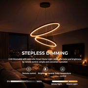 Κρεμαστός πολυέλαιος LED με τηλεχειριστήριο CASIANA 40W, 2 κύκλοι, κρύο/θερμό/ουδέτερο φως 3000K/4000K/6000K, ρυθμιζόμενο, μαύρο, ρυθμιζόμενο ύψος, μεταλλικοί και ακρυλικοί πολυέλαιοι LED με τηλεχειριστήριο Προεπιλεγμένη σχεδίαση Title Alessan
