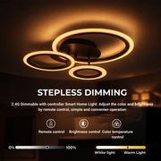 Πολυέλαιος LED με τηλεχειριστήριο BETTY 40W, 3 κύκλοι, κρύο/θερμ/ουδέτερο φως, ρυθμιζόμενο, μαύροι πολυέλαιοι LED με τηλεχειριστήριο Προεπιλεγμένος τίτλος Alessandro Design