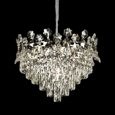 Crystal Chandelier CC6705/500CR 9x E14, Διάμετρος 50cm, Γυαλιστερό χρώμιο, Ρυθμιζόμενο ύψος
