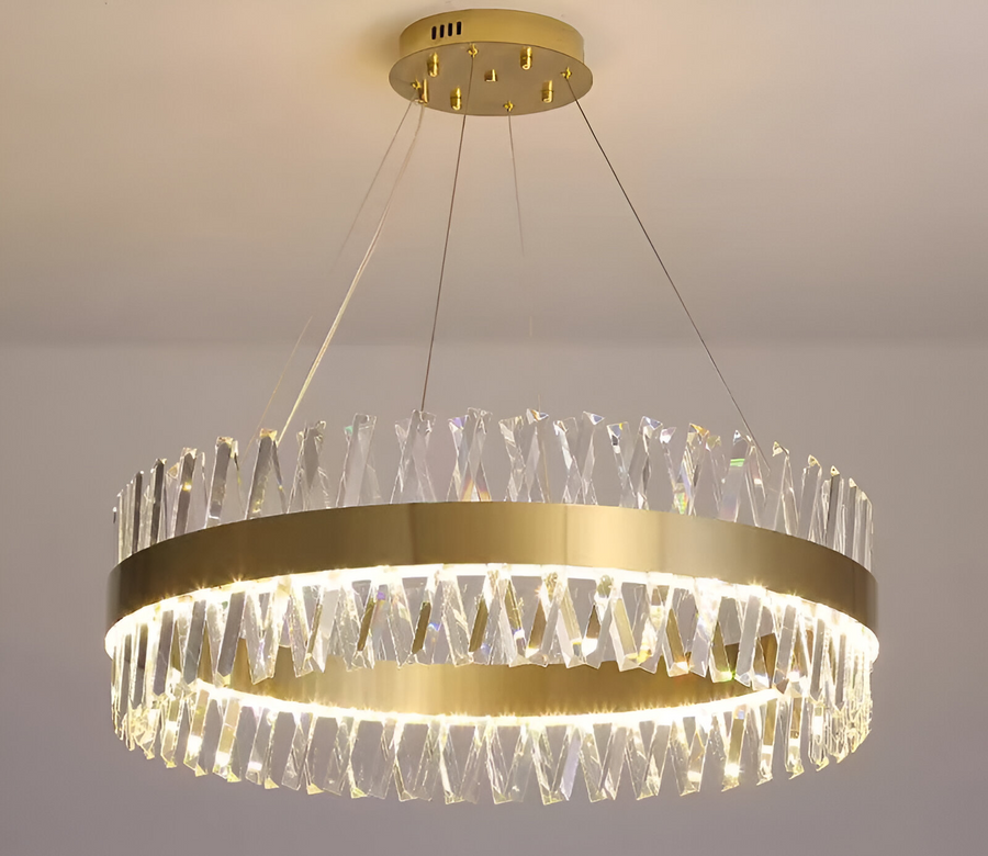 CASERTA Magno LED Πολυέλαιος με Τηλεχειριστήριο, 68W, Dimmable, 3000K/4000K/6000K, Διάμετρος 60cm, Gold Crystal Chandeliers Προεπιλεγμένος τίτλος Alessandro Design