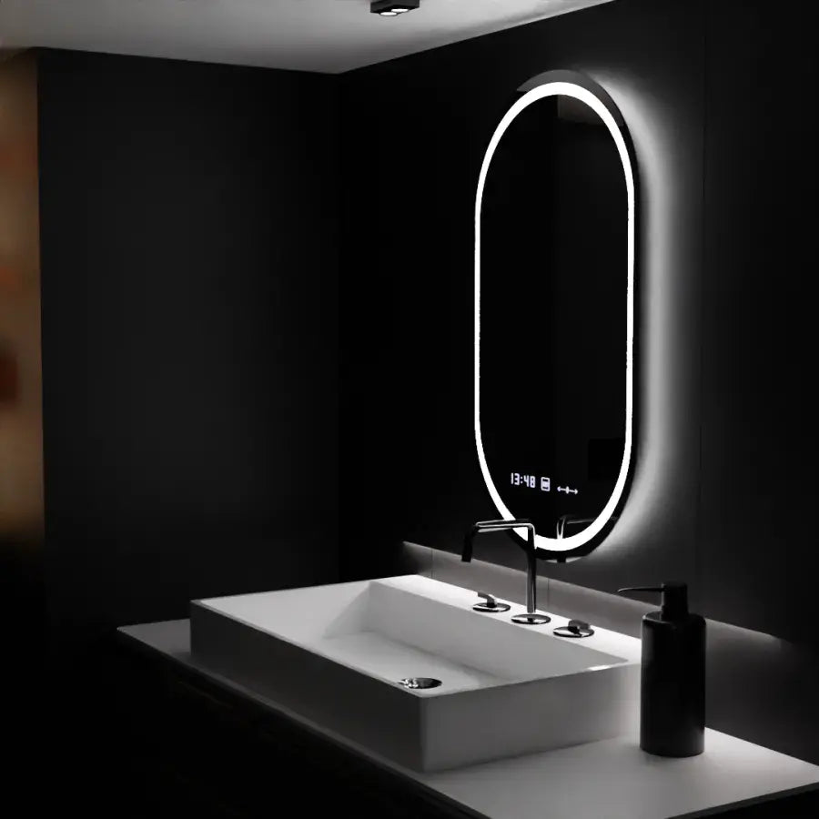 Οβάλ καθρέφτης LED, 60x80cm, Eminence MotionGlow Marcello, Σύστημα αποθαμβώματος, Ρολόι & Θερμόμετρο, Καθρέφτες Dimable Marcello Προεπιλεγμένος τίτλος Alessandro Design