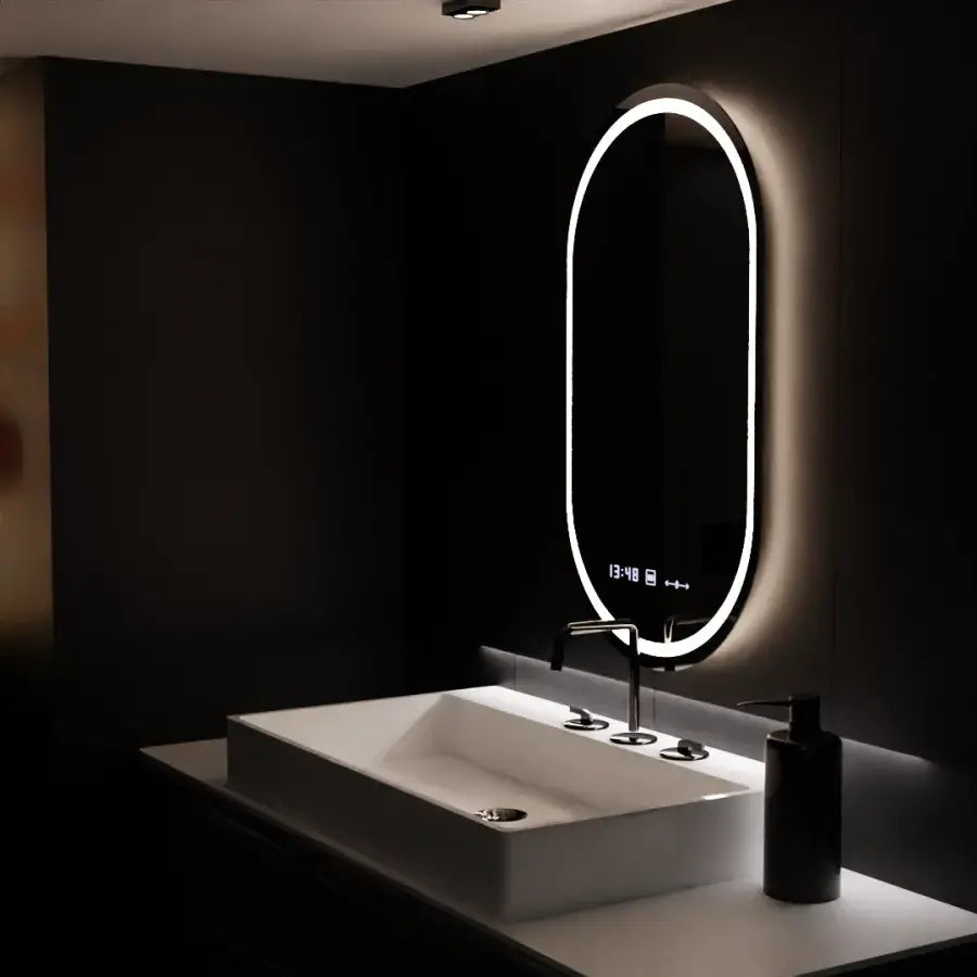 Οβάλ καθρέφτης LED, 60x80cm, Eminence MotionGlow Marcello, Σύστημα αποθαμβώματος, Ρολόι & Θερμόμετρο, Καθρέφτες Dimable Marcello Προεπιλεγμένος τίτλος Alessandro Design