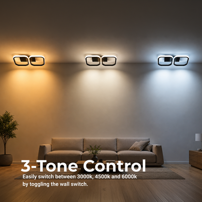 Πολυέλαιος LED VERTEX 21W, 2 τετράγωνα, Γραμμικό, Κρύο/Ζεστό/Ουδέτερο φως, Μαύροι πολυέλαιοι LED Προεπιλεγμένος τίτλος Alessandro Design