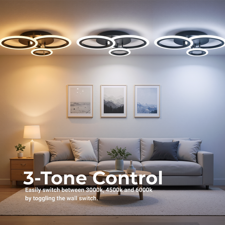Πολυέλαιος LED με τηλεχειριστήριο BETTY 40W, 3 κύκλοι, κρύο/θερμ/ουδέτερο φως, ρυθμιζόμενο, μαύροι πολυέλαιοι LED με τηλεχειριστήριο Προεπιλεγμένος τίτλος Alessandro Design