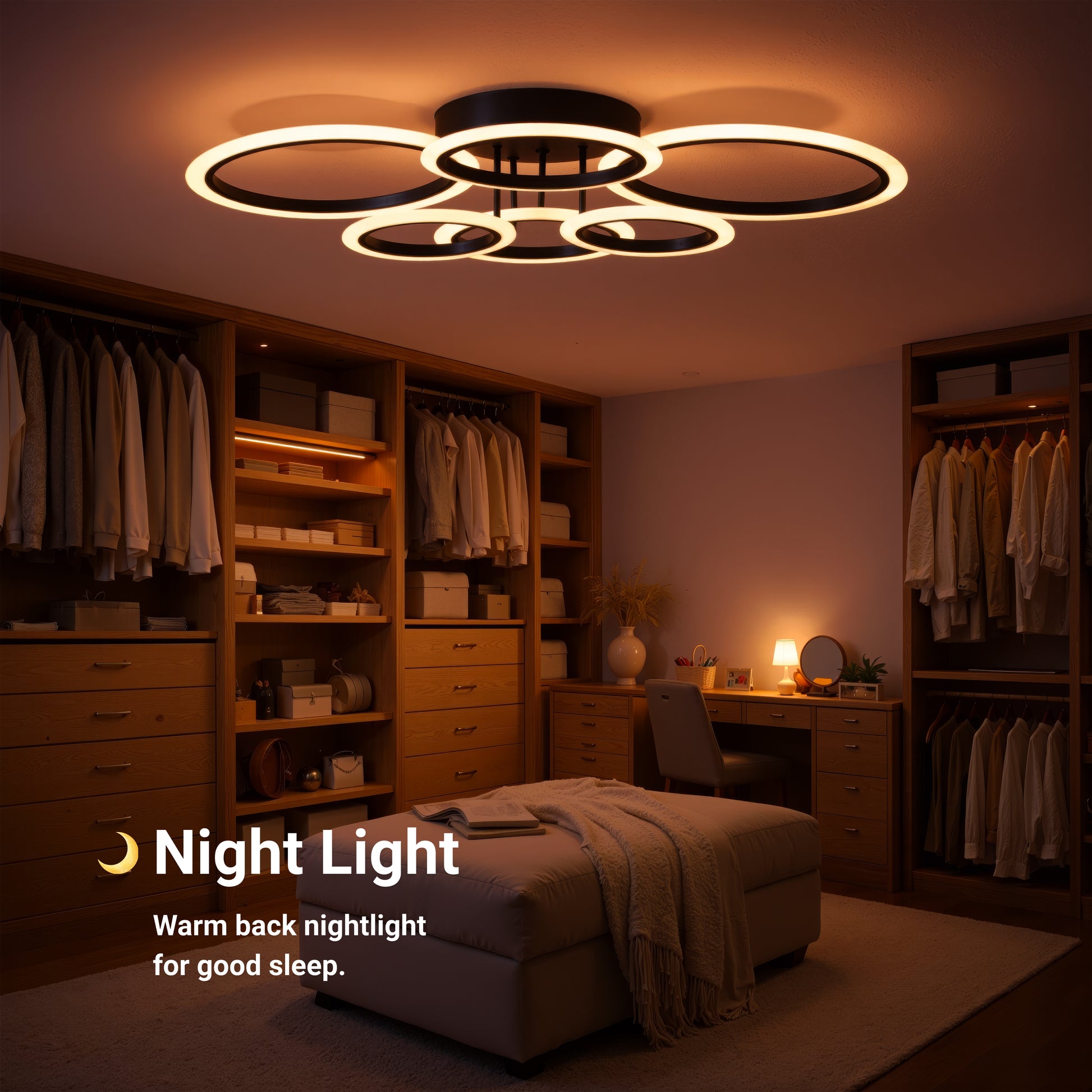 Πολυέλαιος LED με τηλεχειριστήριο BETTY 82W, 6 κύκλοι, κρύο/θερμό/ουδέτερο φως, ρυθμιζόμενο, μαύροι πολυέλαιοι LED με τηλεχειριστήριο Προεπιλεγμένος τίτλος Alessandro Design