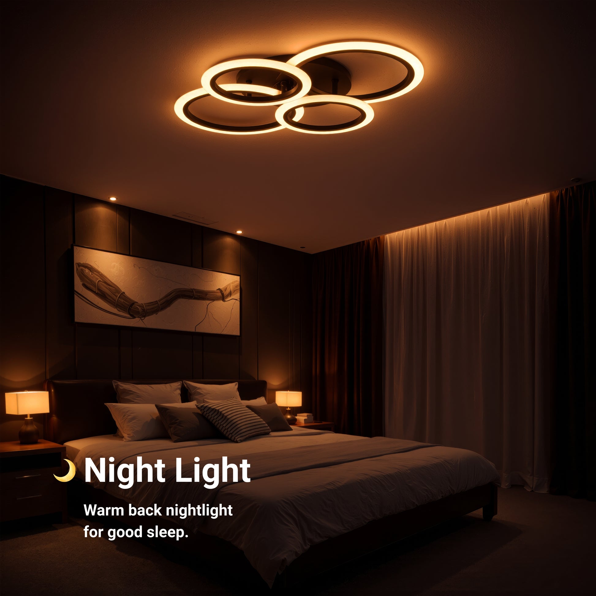 Πολυέλαιος LED με τηλεχειριστήριο BETTY 43W, 4 κύκλοι, κρύο/θερμό/ουδέτερο φως, ρυθμιζόμενο, μαύροι πολυέλαιοι LED με τηλεχειριστήριο Προεπιλεγμένος τίτλος Alessandro Design