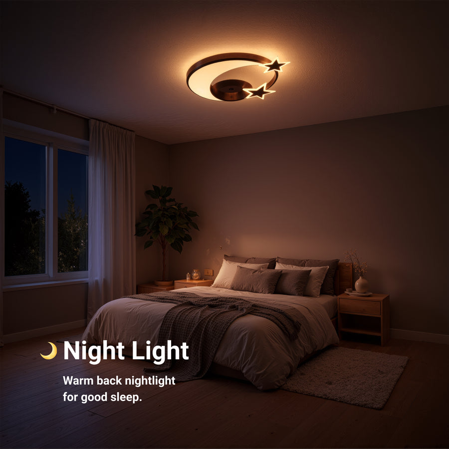 Πολυέλαιος LED με τηλεχειριστήριο ALYONA 44W, Σελήνη και αστέρι, Κρύο/Θερμό/Ουδέτερο φως, Ρυθμιζόμενο, Μαύρος πολυέλαιος LED με τηλεχειριστήριο Προεπιλεγμένος τίτλος Alessandro Design
