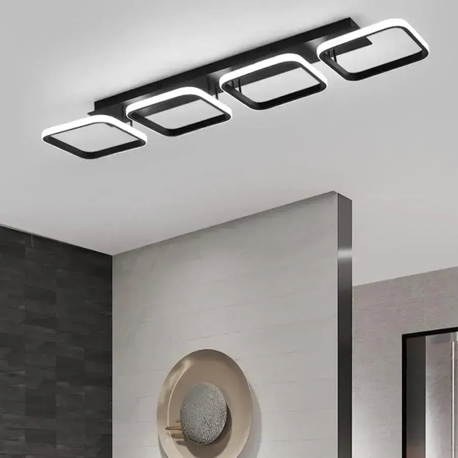 Πολυέλαιος LED VERTEX 45W, 4 τετράγωνα, Γραμμικό, Κρύο/Ζεστό/Ουδέτερο φως, Μαύροι πολυέλαιοι LED Προεπιλεγμένος τίτλος Alessandro Design