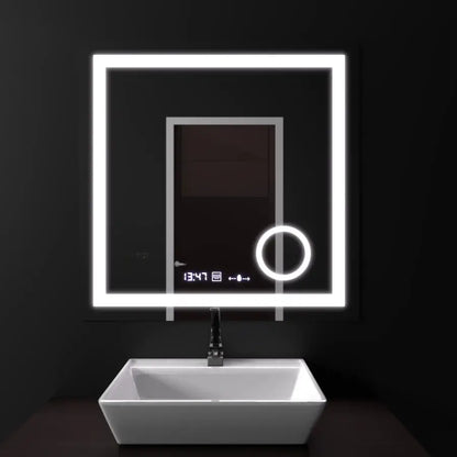 Ορθογώνιος καθρέφτης LED, 60x60 cm, Souverain MotionGlow Marcello, Σύστημα αποθαμβώματος, Ρολόι & Θερμόμετρο, Καλλυντικός Μεγεθυντικός φακός, Dimable Marcello Mirrors Προεπιλεγμένος τίτλος Alessandro Design