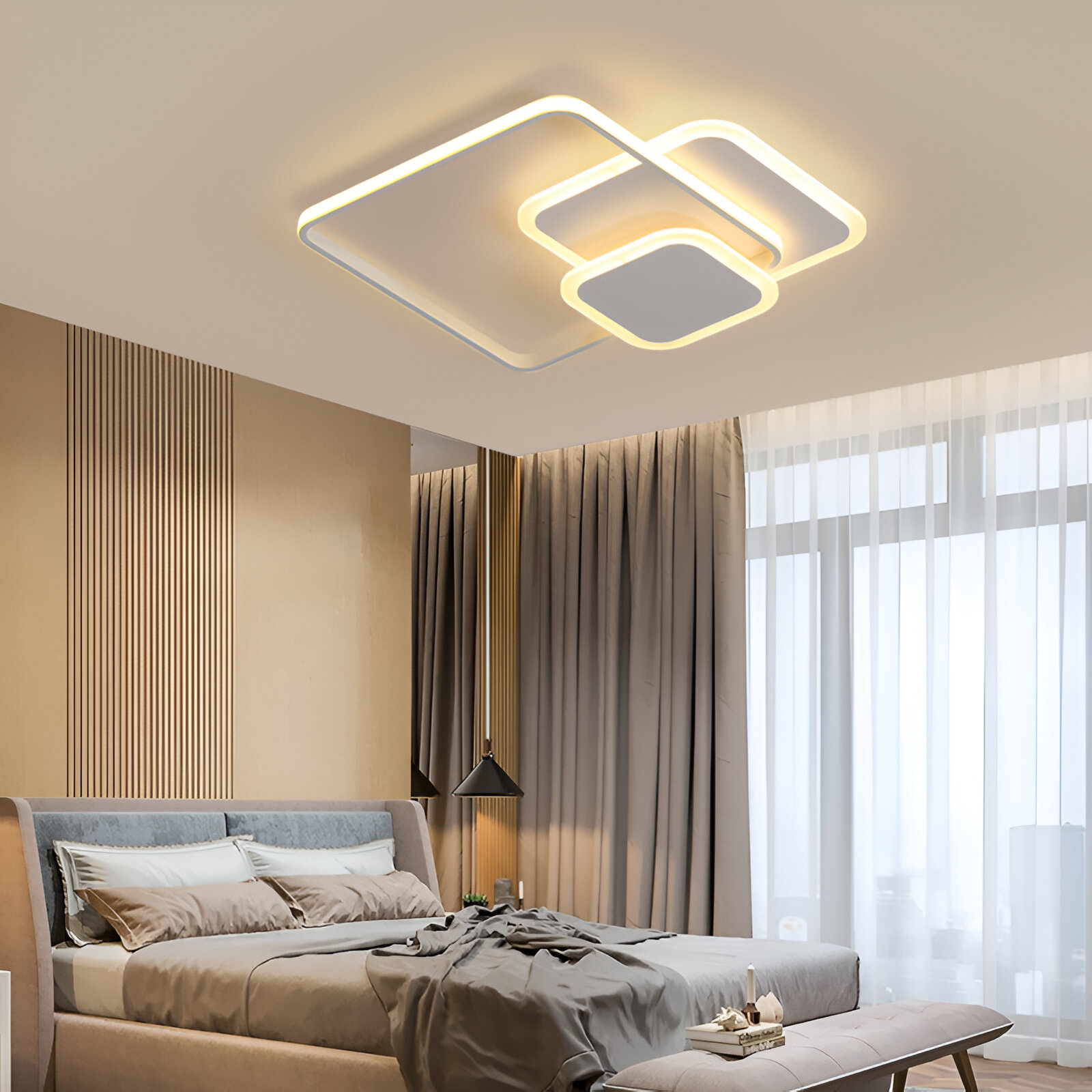 Πολυέλαιος LED με τηλεχειριστήριο ANEMONA 75W, 3 τετράγωνα, κρύο/θερμ/ουδέτερο φως, ρυθμιζόμενο, λευκός πολυέλαιος LED με τηλεχειριστήριο Προεπιλεγμένος τίτλος Alessandro Design
