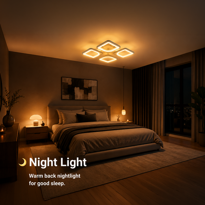 Πολυέλαιος LED με τηλεχειριστήριο ZOE 53W, 4 τετράγωνα, κρύο/θερμό/ουδέτερο φως, ρυθμιζόμενο, λευκός πολυέλαιος LED με τηλεχειριστήριο Προεπιλεγμένος τίτλος Alessandro Design