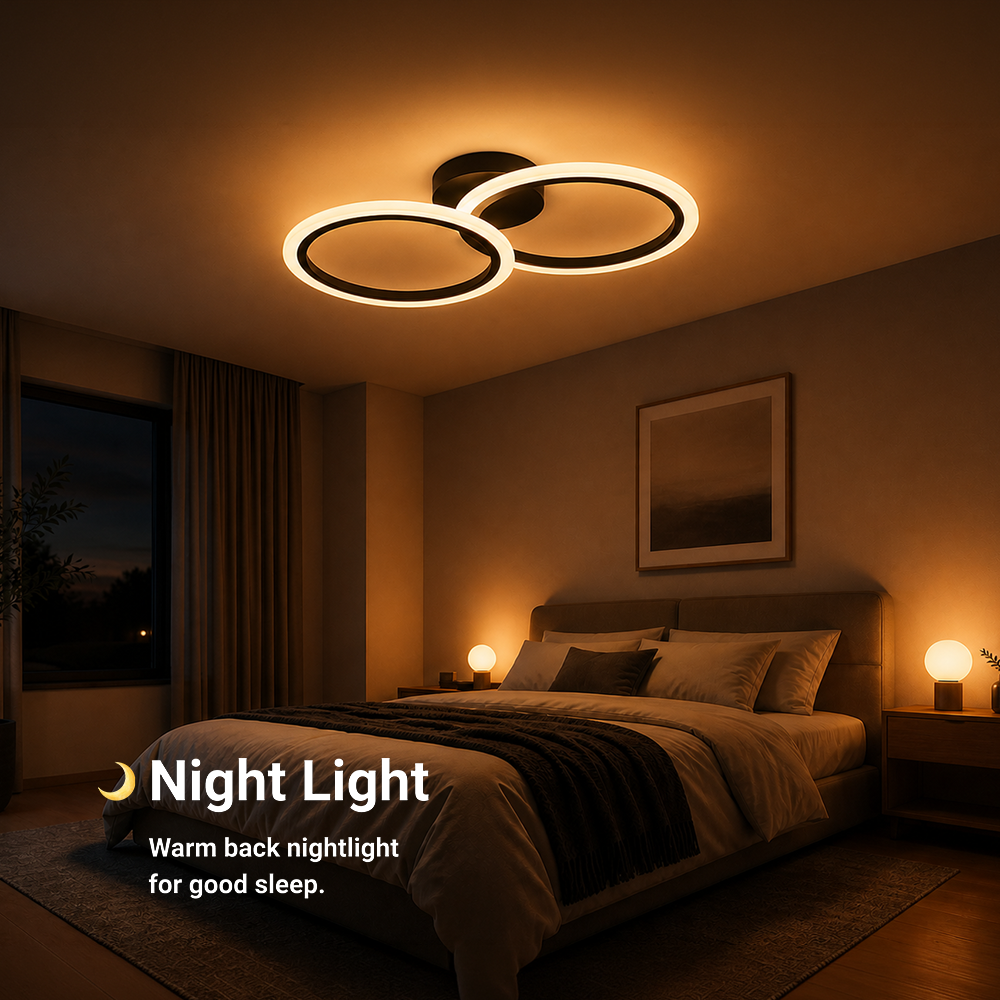 Πολυέλαιος LED με τηλεχειριστήριο BETTY 27W, 2 κύκλοι, κρύο/θερμό/ουδέτερο φως, ρυθμιζόμενο, μαύροι πολυέλαιοι LED με τηλεχειριστήριο Προεπιλεγμένος τίτλος Alessandro Design