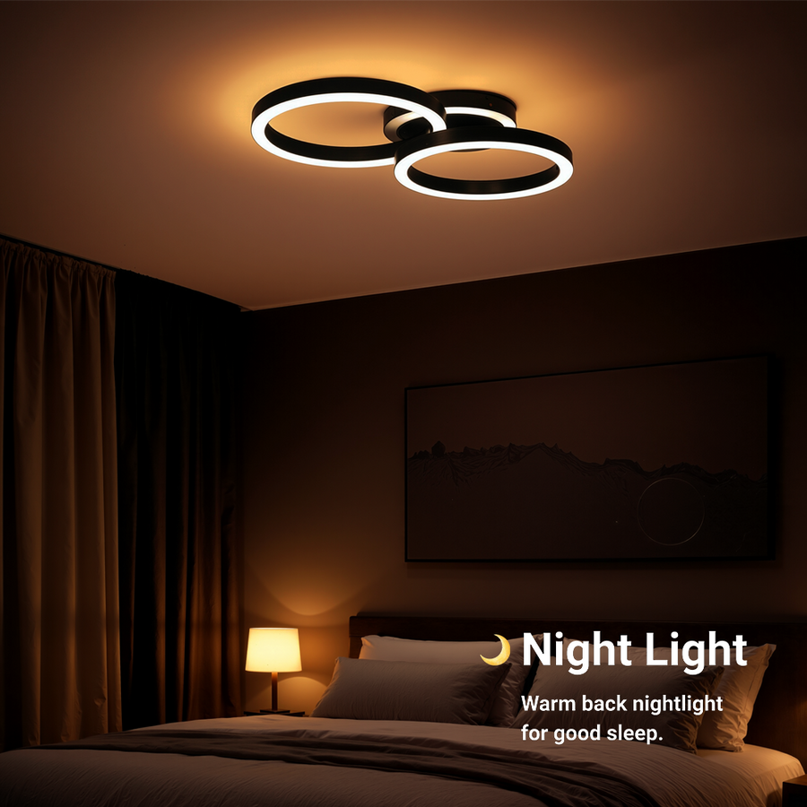 Πολυέλαιος LED με τηλεχειριστήριο RINOVA 66W, 2 κύκλοι, κρύο/ζεστό/ουδέτερο φως, ρυθμιζόμενο, μαύροι πολυέλαιοι LED με τηλεχειριστήριο Προεπιλεγμένος τίτλος Alessandro Design