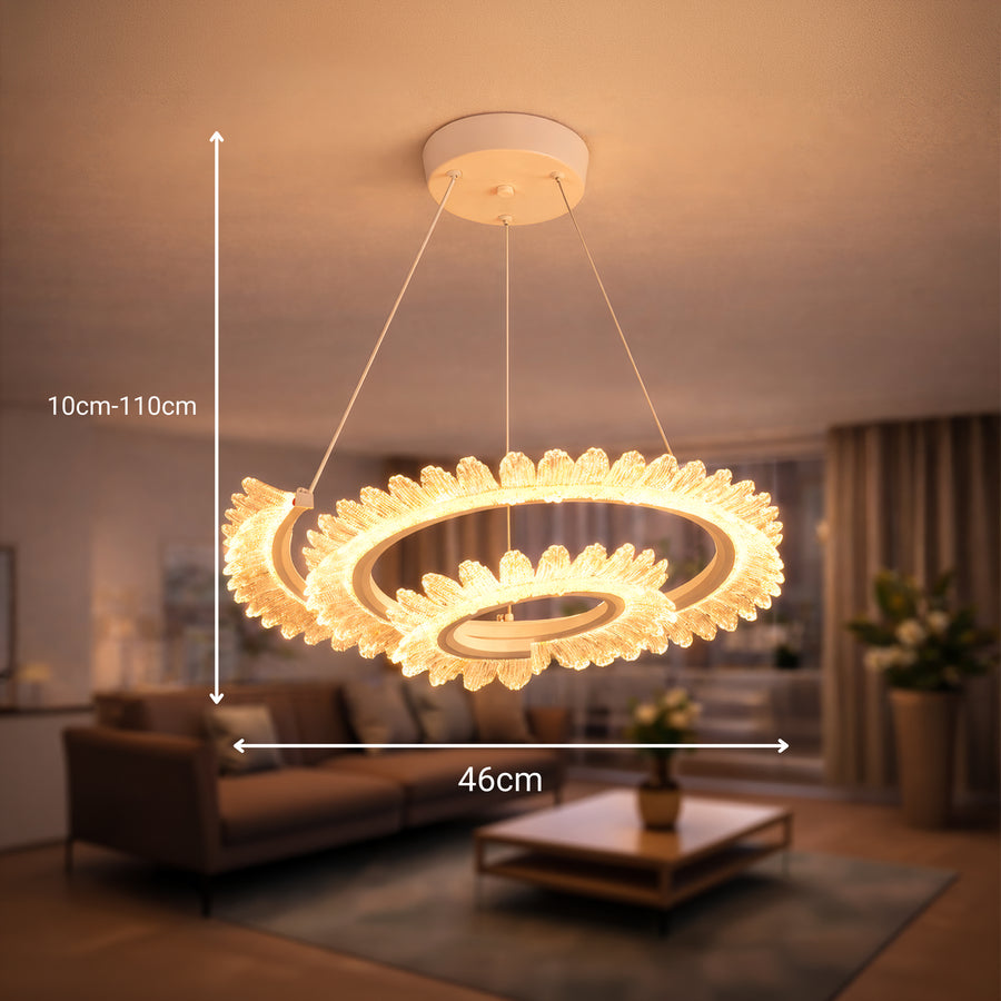 Lustra LED cu Telecomanda LT188WH, Cristal si Metal, 40W, Dimabila, Inaltime Reglabila, Lumina Rece/Calda/Neutra, Iluminat Luxos Lustre LED cu Telecomanda Default Title Alessandro Design