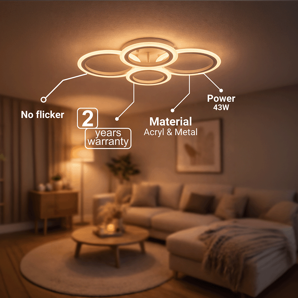 Πολυέλαιος LED με τηλεχειριστήριο BETTY 43W, 4 κύκλοι, κρύο/θερμό/ουδέτερο φως, ρυθμιζόμενο, λευκός πολυέλαιος LED με τηλεχειριστήριο Προεπιλεγμένος τίτλος Alessandro Design