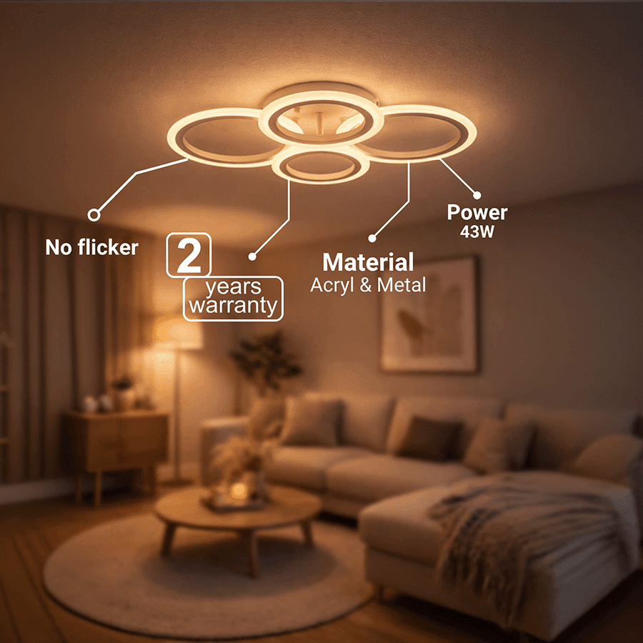 Πολυέλαιος LED με τηλεχειριστήριο BETTY 43W, 4 κύκλοι, κρύο/θερμό/ουδέτερο φως, ρυθμιζόμενο, λευκός πολυέλαιος LED με τηλεχειριστήριο Προεπιλεγμένος τίτλος Alessandro Design