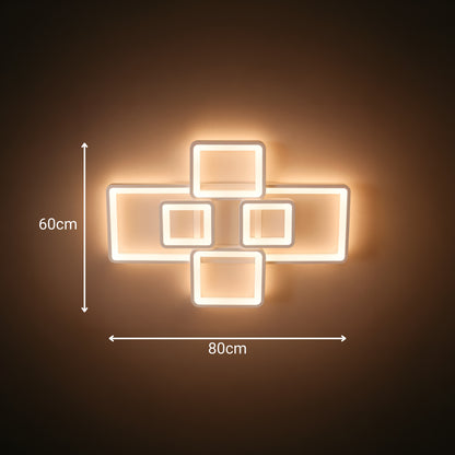 Πολυέλαιος LED με τηλεχειριστήριο ELLA 119W, 6 τετράγωνα, κρύο/θερμό/ουδέτερο φως, ρυθμιζόμενο, λευκός πολυέλαιος LED με τηλεχειριστήριο Προεπιλεγμένος τίτλος Alessandro Design
