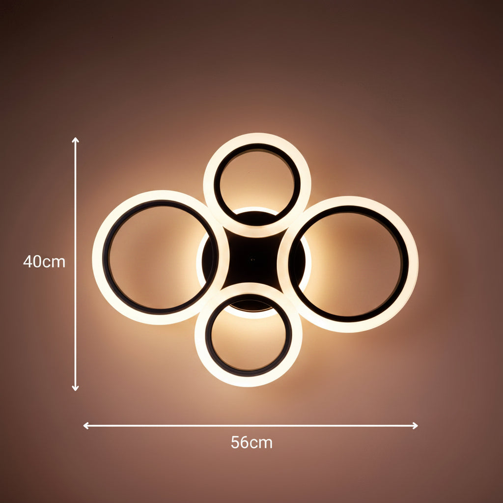 Πολυέλαιος LED με τηλεχειριστήριο BETTY 41W, 4 κύκλοι, κρύο/θερμ/ουδέτερο/RGB φως, ρυθμιζόμενο, μαύροι πολυέλαιοι LED με τηλεχειριστήριο Προεπιλεγμένος τίτλος Alessandro Design