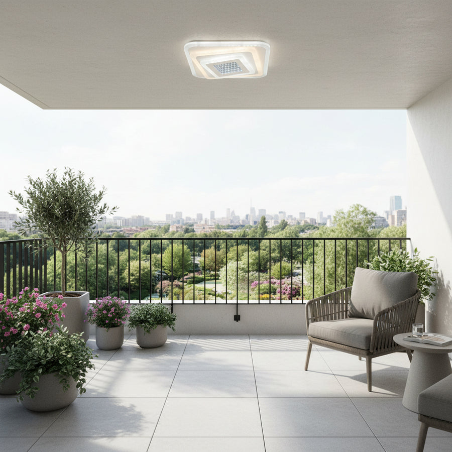 Πολυέλαιος LED NEXA 3D 46W, Τετράγωνο, Κρύο/Ζεστό/Ουδέτερο φως, Λευκοί πολυέλαιοι LED Προεπιλεγμένος τίτλος Alessandro Design